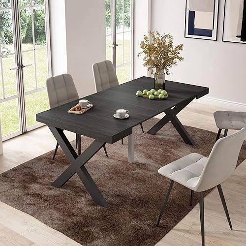 Skraut Home | Table Console Extensible | Console Meuble | 180 | pour 8 Personnes | Pieds Bois Massif | Style Moderne | Chêne - Nail Gallerys