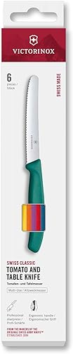 Victorinox Swiss Classic Set de Couteaux à Tomates et de Table, Couteaux de cuisine, 6 Pièces, Bord Dentelé, Acier Inoxydable, Coloré - Nail Gallerys