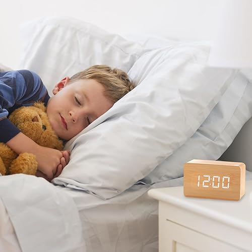 Horloge De Bureau En Bois - Horloge D'affichage LED, Minuterie De Commande Tactile | Réveil Intelligent Avec Une Fonction De Répétition, Format À Double Heure, Configuration En Semaine, Horloge Numéri - Nail Gallerys