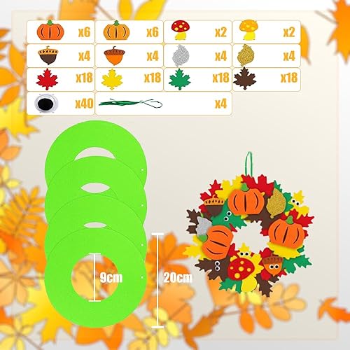 Sprießen 4 Pièces Kit d'Artisanat De Couronne d'Automne, Kit d'Artisanat d'Automne Pour Enfants,Kit d'Artisanat d'Automne Créatif, Pour l'Automne, Thanksgiving, Halloween, Noël - Nail Gallerys