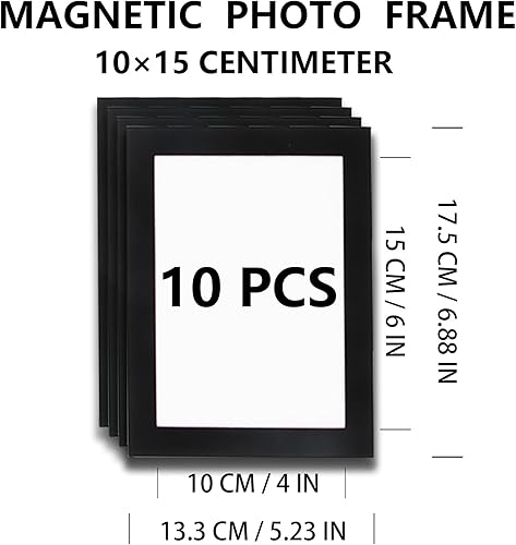 Taozoey Cadre Photo, Cadre Photo Magnetique Frigo (Lot de 10), Convient aux Photos de 10x15 cm, Cadres Magnétiques Pliants Autocollants, pour Décoration Murale Frigo à la Maison, Noir - Nail Gallerys