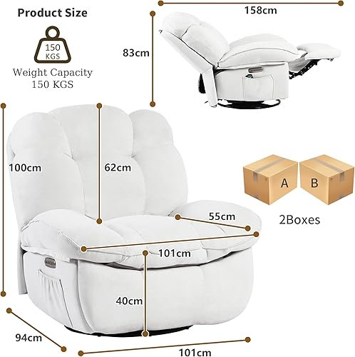 ALEAVIC Fauteuil inclinable de Relaxation électrique, Chaise de Loisirs Fonction de Chauffage de Vibration, Connecteur Type C & USB, Chaise Rotative et Chronométrage (Vert) - Nail Gallerys