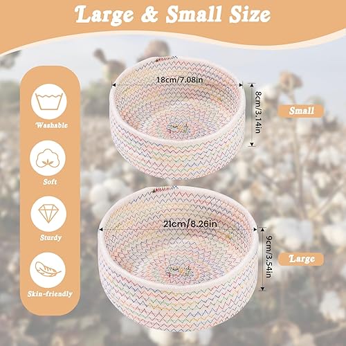 Birshe Lot de 4 Corde de Rangement Panier de Rangement Tissé en Corde de Coton Corbeille Rangement Panier Table a Langer Panier en Corde de Coton Empilables pour Chambre d'Enfant,Bain,Chambre - Nail Gallerys