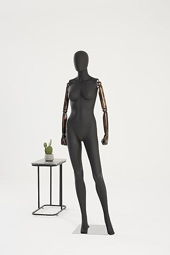 Eurohandisplay Magnifique mannequin de vitrine abstrait - Avec revêtement en lin - Bras en bois - Plaque de support en acier inoxydable (XM-11B-MB) - Blanc - Nail Gallerys