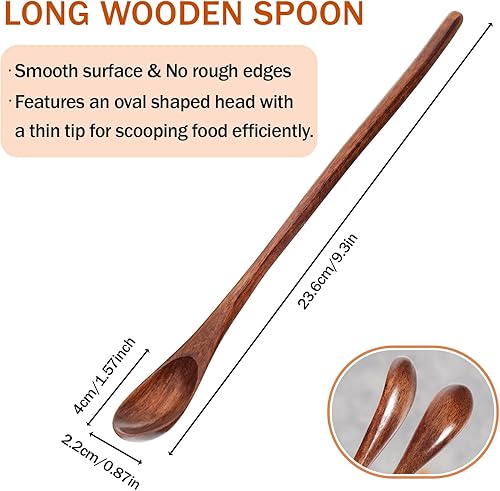 Mabor Lot de 2 longues cuillères à café en bois pour mélanger le café, le thé, la confiture, le dessert, le miel - Nail Gallerys