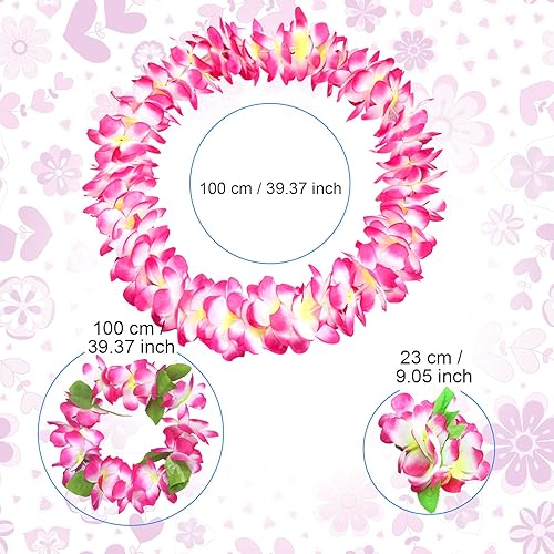 Colliers Hawaien Fleurs Décorations, Collier de Fleurs Hawaïennes Fleurs Bracelets Bandeau Lunettes de Soleil Ananas pour Thème de Fête Hawaïenne Tropicale Beach Party Hawaiian Night Bar Rose - Nail Gallerys