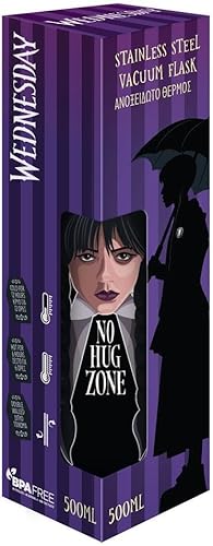 Wednesday Bouteille d'eau en acier inoxydable 500 ml – Bouteille d'eau chaude et froide Mercredi – Bouteille thermos pour voyage ou salle de sport | Design Mercredi (Noir/Violet) - Nail Gallerys