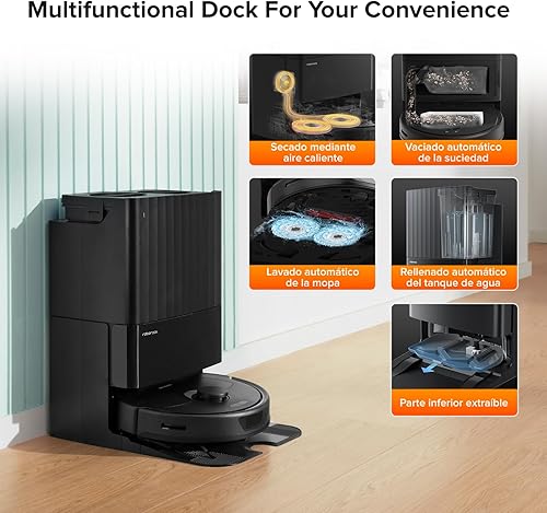 Roborock Qrevo Robot Aspirateur Laveur 5500 Pa, Double serpillière rotative, Cartographie 3D Fonctions automatiques Vidage/Lavage/Séchage Noir (Reconditionné) - Nail Gallerys