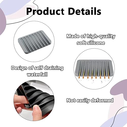 4 Pcs Porte Savon Salle de Bain,Porte-Savon en Silicone Auto-Drainant,Convient aux hôtels et aux Salles de Bains(Noir + Noir + Blanc + Gris) - Nail Gallerys