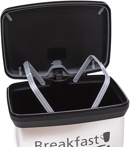 CURVER | Poubelle à pédale rectangulaire 50L - Décor Kitchen Silver, Argent, Metal Bins, 39x29x72 cm - Nail Gallerys