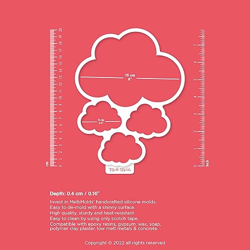 MelbMolds Moule en silicone pour résine époxy en forme de nuage - Style petit - Créez des cadeaux de baby shower, des décorations d'intérieur DIY, des panneaux de bienvenue et des plaques de porte - Nail Gallerys