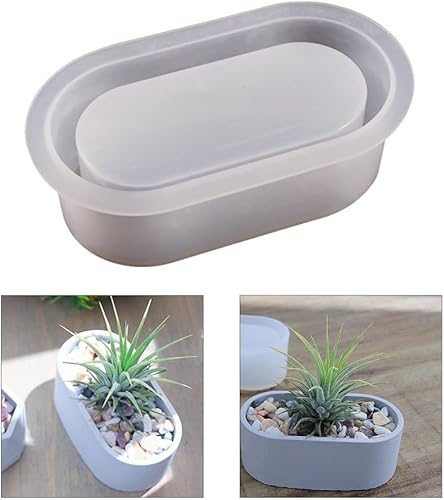 Moule en silicone de forme ovale pour pot de fleurs, vase en résine pour béton, ciment et résine, artisanat - Nail Gallerys