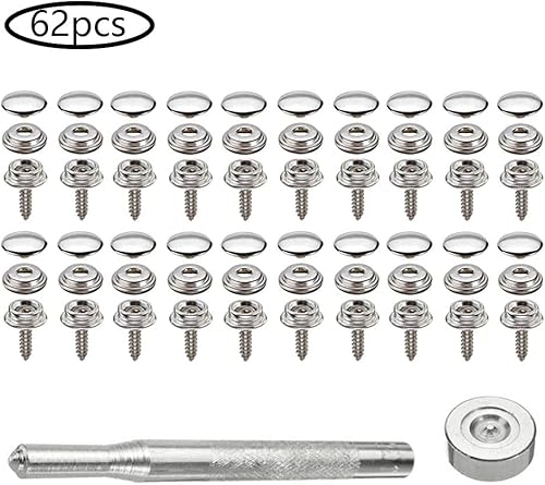 Niaciswe Bouton Pression a Visser 62 Pièces Pression Bouton Fixation Bouton Pression Metal Bouton Pression Bouton Pression à Visser Snap on Outils Toile Snaps Fastener avec Outil de Fixation Rivet - Nail Gallerys