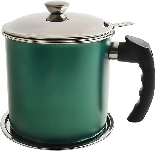 Récipient à graisse multifonction en acier inoxydable de 3 L avec filtre en maille pour le stockage de l'huile (vert) - Nail Gallerys