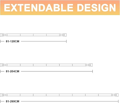 Tringle à Rideau Extensible Avec Embout Plat, 81-269 cm, Blanc, 1 Brin, Acier Inoxydable, Pour Chambres, Salons, Chambres D'enfants - Nail Gallerys