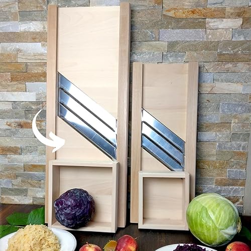 HOFMEISTER® Rabot à choux professionnel Lames en acier inoxydable 80 cm - coupe sûre du chou blanc & du chou rouge grâce au chariot mobile, rabot à légumes en bois de hêtre, Made in EU - Nail Gallerys