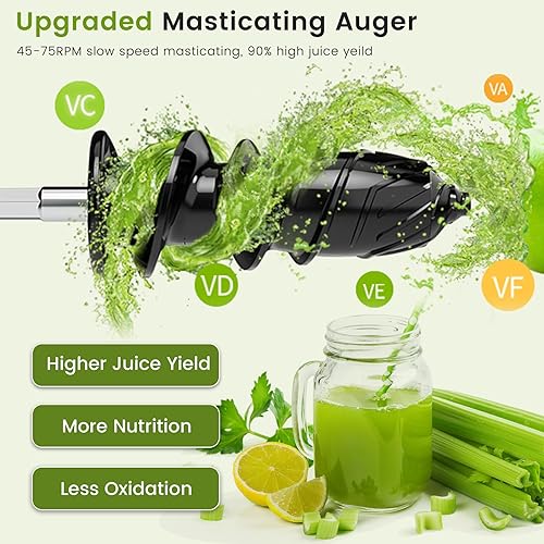 Extracteur de Jus de Fruits et Légumes, Keenray Slow Juicer Nutriments Maximaux - 90%, Extracteur de Jus avec Moteur silencieux à tous les Fruits et Légumes, Sans BPA, Noir - Nail Gallerys