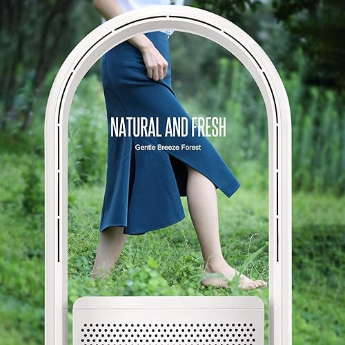 Ventilateur Sans Pales avec Purificateur d'Air, Ultty Ventilateur Colonne Sans Pale, Silencieux Ventilateur Tour Silencieux Haute 60 cm Ventilateur Colonne pour Le Bureau à Domicile, CR021, Blanc - Nail Gallerys