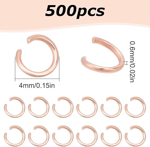 HOBBIESAY 500 anneau de Jonction en Or Rose de 3mm en Acier Inoxydable Petits Anneaux Ronds en Métal Connecteurs pour Colliers Boucles D'Oreilles Fabrication de Bijoux - Nail Gallerys