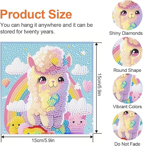 OHREN 1 Pack Diamond Painting Enfants, Kit DIY Mosaïque Créatif, Motif Animaux Mignons, Cadeaux de Noël pour Enfants de 6 à 12 Ans (15x15cm) - Nail Gallerys