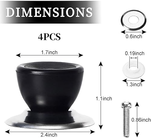 LEEQBCR 4 Pieces Pot Lid Replacement Knobs, Stainless Steel Lid Knobs, Plastic Lid Knobs Universal Kitchen Cookware Lids, Black Replacement Knobs - Nail Gallerys