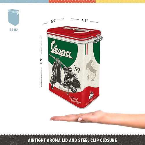 Nostalgic-Art Boîte à café rétro, Vespa – Italian Classic – Idée de Cadeau pour Fans de Scooters, avec Couvercle aromatique, Design Vintage, 1,3 l - Nail Gallerys
