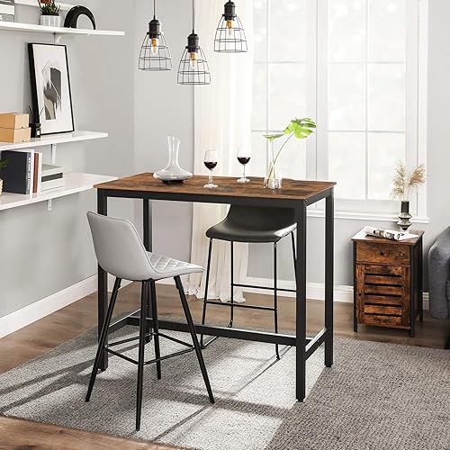 ACAZA Table Haute Bar Cuisine - 120 x 60 x 105 cm - Cadre en Metal - pour Boissons, Cocktails, Brasserie, Restaurant, Salon - Brun Vintage/Noir - Nail Gallerys