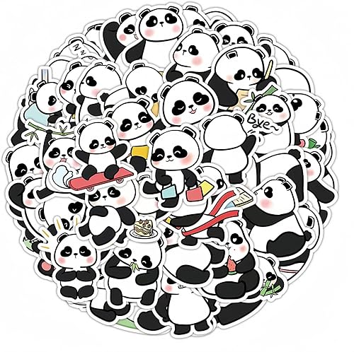 50 Pièces Autocollants Panda Cartoon, Autocollants d'expression Panda Adorables Auto-adhésifs, Décalcomanies de Panda de Dessin Animé Kawaii, Ensemble d'autocollants de Scrapbooking Panda Mignon - Nail Gallerys