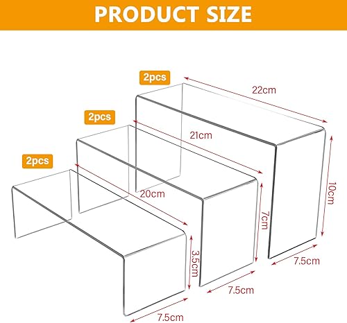 Molbory Lot de 6 présentoirs en acrylique - 3 tailles - Pour objets de collection, pops, cupcake, parfum - Nail Gallerys