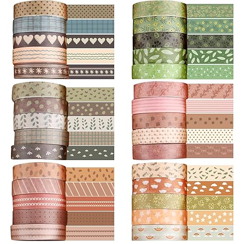 JSTHHTT 30 Rouleaux Washi Tape Set, Masking Tape, Ruban Adhésif Décoratif, pour Journal Scrapbooking Artisanat de Bricolage Fournitures de Fête de Bureau - Nail Gallerys