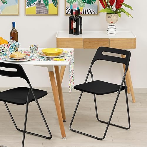 Baroni Home Chaise Pliante Peu Encombrante, Chaise de Salle à Manger, Chaise d’intérieur et d’Extérieur avec Structure en Acier, Siège et Dossier en Plastique, 42x38x78 cm, Blanc, 6 Pièces - Nail Gallerys