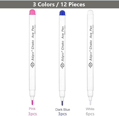 Lot de 12 Stylos Multicolores Trick Marker Auto-effaçable Stylo de Marquage à L'Eau à l'eau pour Couture Aquamarker Marqueur Craie Couture Lavable Encre Soluble à l'air Kit de Couture - Nail Gallerys