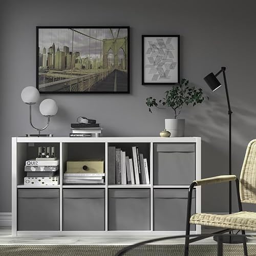 Kit d'Organisation pour Chambre - 3 Boîtes de Rangement Drona IKEA + 1 Panier à Linge Sale, Rangement Pratique et Moderne (Gris) - Nail Gallerys