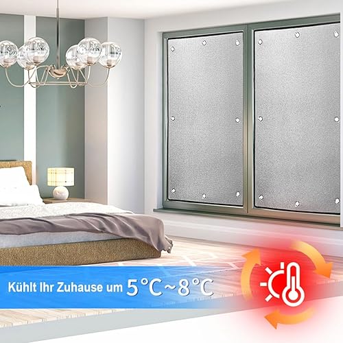 AJTXCSFOQL Film Fenêtre Anti Regard et Anti Chaleur, Film Isolant en Aluminium Réutilisable, Panneau Isolant avec Film Occultant Réfléchissant, Protection Solaire avec Ventouses(40x60cm) - Nail Gallerys