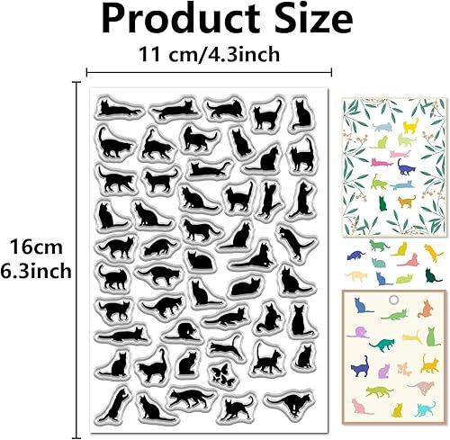 craspire 2 Feuille de Tampons en Caoutchouc Transparent Chat Noir Imprimé Patte D'Aquarium Réutilisable Vintage Tampons en Silicone Transparent pour Bricolage Artisanat Scrapbooking Journal - Nail Gallerys