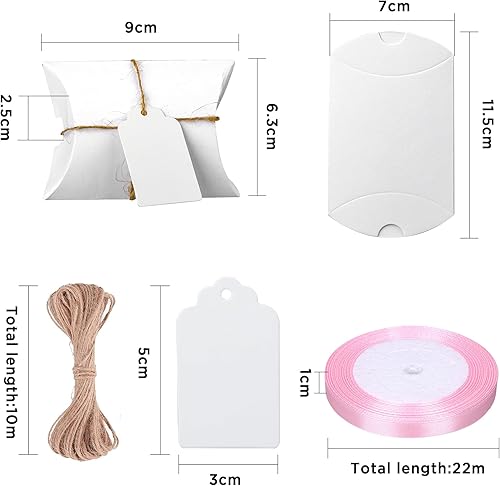 YSDMY boîtes à bonbons en papier 50 Pièces Boîtes cadeaux 9 x 6,3 x 2,5 cm Boîte de Faveur d'Oreiller pour mariage, anniversaire, Noël Blanc - Nail Gallerys