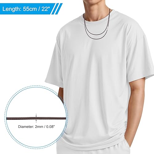 PATIKIL 22' Cordon De Collier En Cuir Tressé, 2mm/0.08' Cordon De Collier En Cuir Tressé Imperméable Chaîne En Corde Cirée Avec Fermoir En Acier Femmes DIY Pendentif Cadeau, Marron/Argent - Nail Gallerys