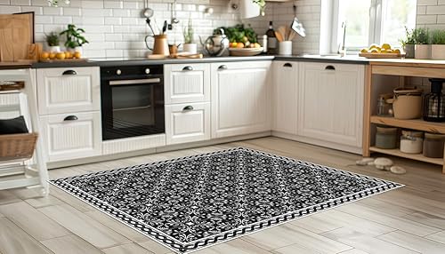 DobleUve Estudio Tapis Vinyle 37 | Noire | 47x80 cm | Tapis Cuisine | Tapis de Salon Antidérapant Antifongique Ignifuge | Tapis Enfants | Tapis Bain PVC | Tapis PVC - Nail Gallerys