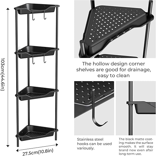 OriwarE Étagère de Rangement Salle de Bain à 4 Niveaux, Etagere Douche sans Percage, Etagere Rangement, Accessoire Salle De Bain, Blanc - Nail Gallerys