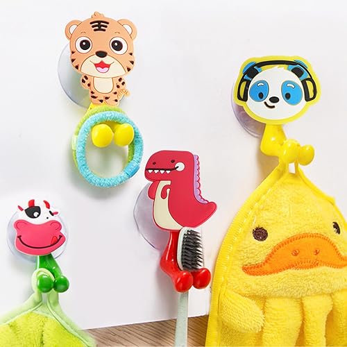 Lot de 12 porte-brosses à dents en silicone pour montage mural, 6 porte-brosses à dents en forme d'animal pour la salle de bain avec ventouse, 6 porte-brosses à dents autocollants, mignons crochets - Nail Gallerys