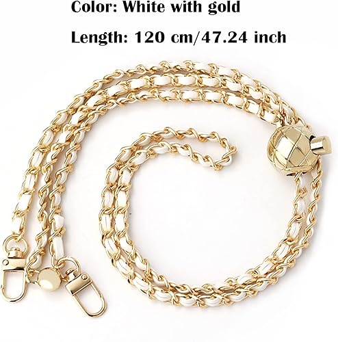 Spldsun Chaîne Sac, Chaîne Remplacement Cuir, Chaîne Sac Métal, Chaîne Sac Remplacement, Ajustable, Fermoir Pivotant, DIY pour Sac à Main, Sac à Bandoulière (Blanc) - Nail Gallerys