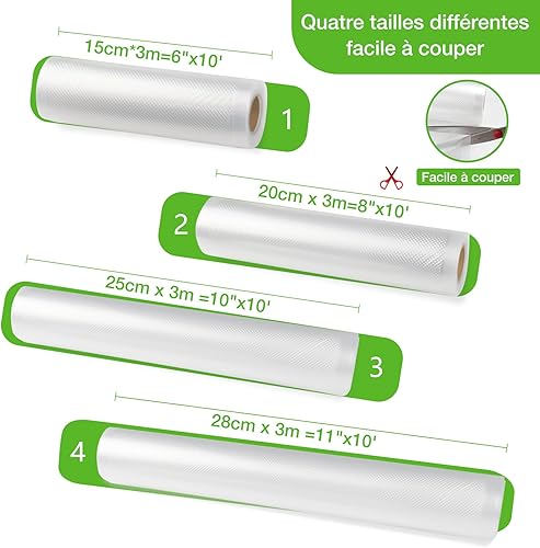 Sacs Sous Vide Alimentaire pour Cuisson - 6 Rouleau 15|2x20|2x25|28 x300cm pour Conservation des Aliments,Cuisson,sans BPA,Compatible tout appareil de mise sous vide - Nail Gallerys