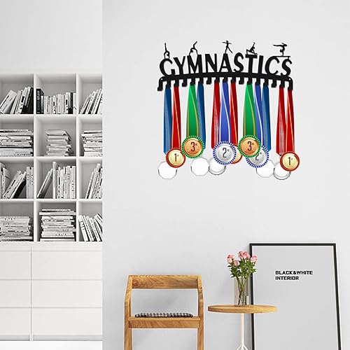 SUPERDANT Gymnastique Porte Medaille Étoiles Porte Médaille Présentoir Cintre Sports Métal Support Medaille avec 17 Crochets Suspendus Médaille Support pour Medaille 40x15cm - Nail Gallerys