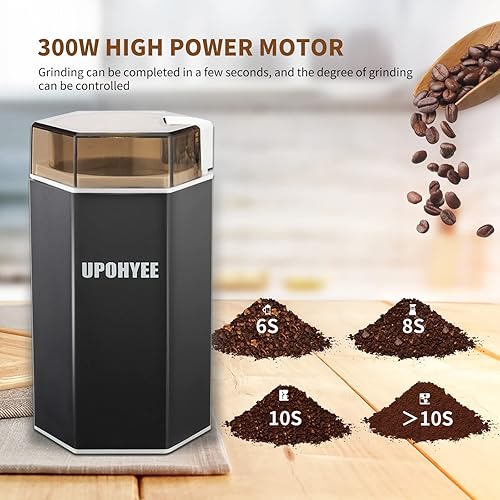 Moulin à Café Électrique 300W Broyeur Multifonctionnel avec Lames en Acier Inoxydable pour Broyeur à Graines de Lin, Noix, Poivre, Épices - Nail Gallerys