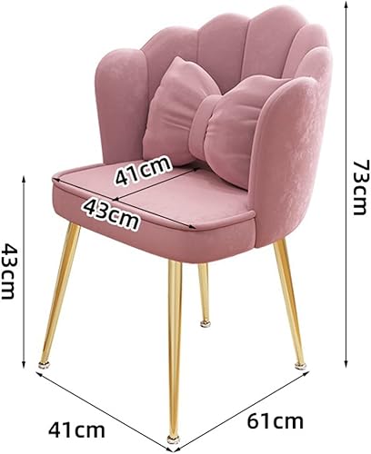 Chaise pour Coiffeuse Fille, Tabouret De Coiffeuse Velours, avec 4 Pieds en Métal, Dossier en Forme De Pétale, chaises de Salle à Manger rembourrées pour Salon - Nail Gallerys
