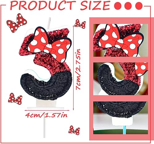 HAZMA 1 Pièce Décoration D'Arc Bougies D'Anniversaire,Décorations De Fête Sur Le Thème D'Anime,Bougie D'Anniversaire Pour Décoration De Gâteau De Filles Et Garçons(Noir Et Rouge,Numéro 3) - Nail Gallerys