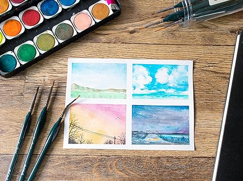 Mont Marte Pinceaux Peinture Detail – 15 Pinceau Fin – Etui de Rangement Inclus – idéaux pour la Peinture Acrylique, à l'eau, à l'huile - Nail Gallerys