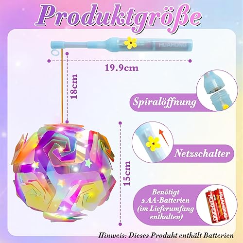 Bâton de lanterne portable pour enfants - Lanterne St Martin multicolore - Kit de bricolage pour fêtes, anniversaires, fêtes, mariages (papillons et fleurs rose) - Nail Gallerys