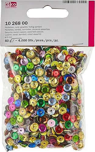 Efco 1026800 Paillettes Rondes coupées Ø 6 mm 40 g ~ 4000 pièces Couleurs Assorties - Nail Gallerys