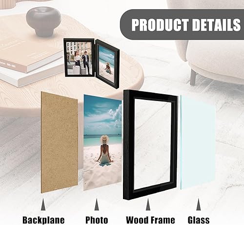 Baieye Cadre Photo Double 10x15cm,Cadre Photo en Bois Pliable,Cadres 2 Photos,pour Famille,Amis,Décoration Intérieure,Mariages(Blanc) - Nail Gallerys